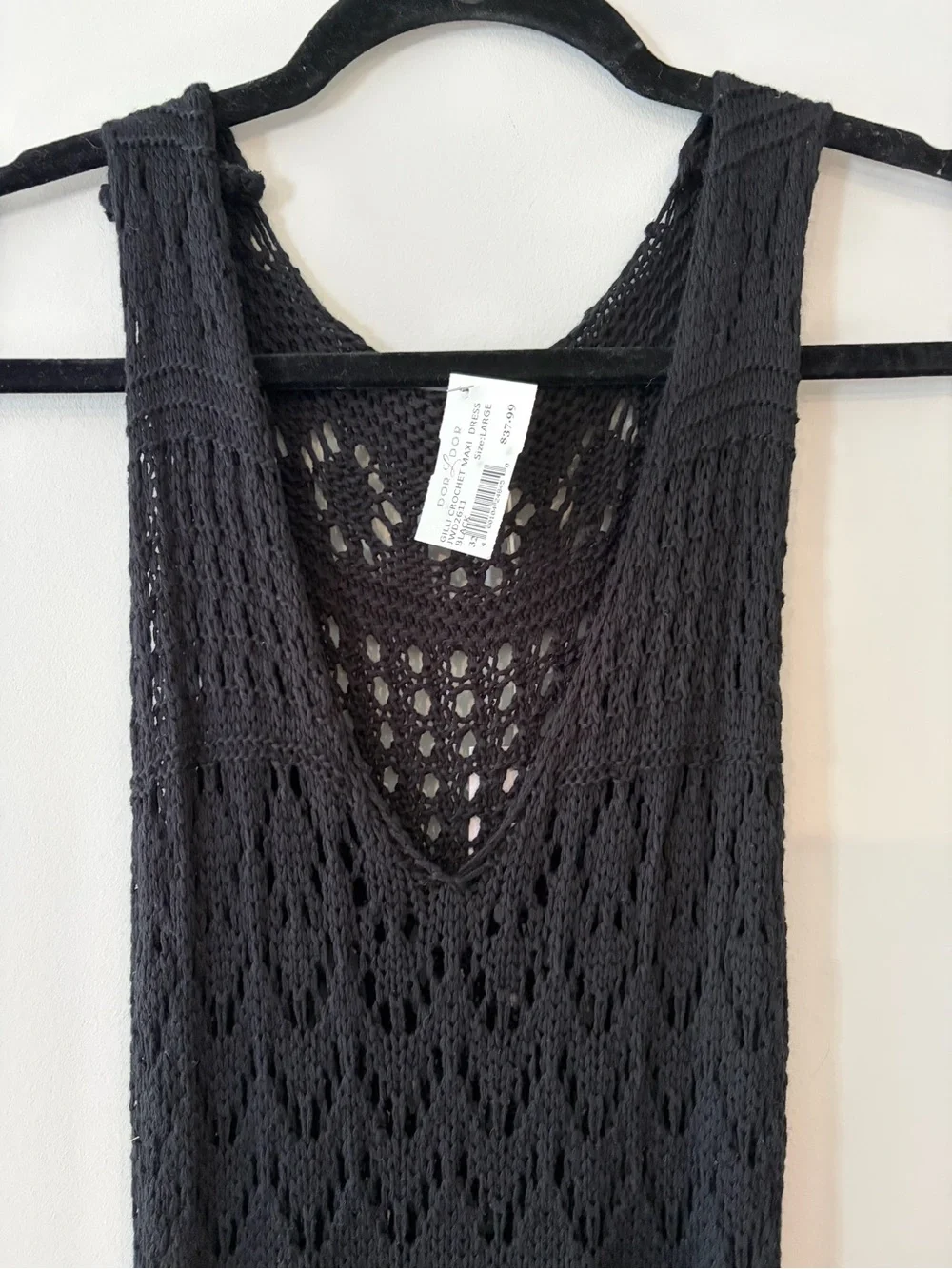 Black Crochet Maxi Dress - Picture 2 of 4